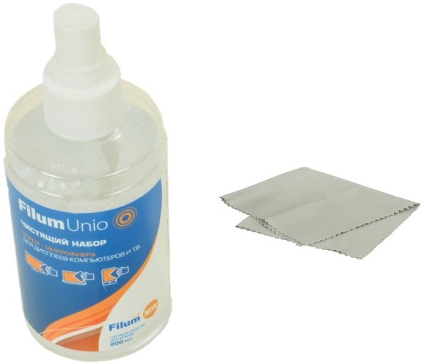 Набор для чистки Filum Unio CLN-SM-200ICD (спрей + микрофибра) мониторов и оптики, 200 мл